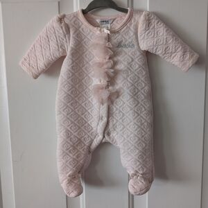 Bebe Pale Pink Snap Footies One Piece Soft Quilted Footed Romper